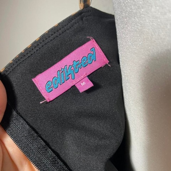 Edikted Women's M Spaguetti Strap Lace Bow Leopard Print Dainty Glam Top - Picture 3 of 6